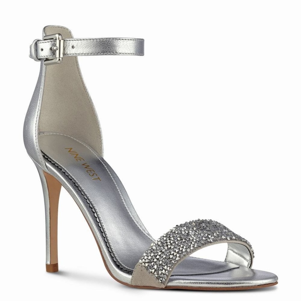 Nine West Silver Stone & Real Leather Size 9, NIB